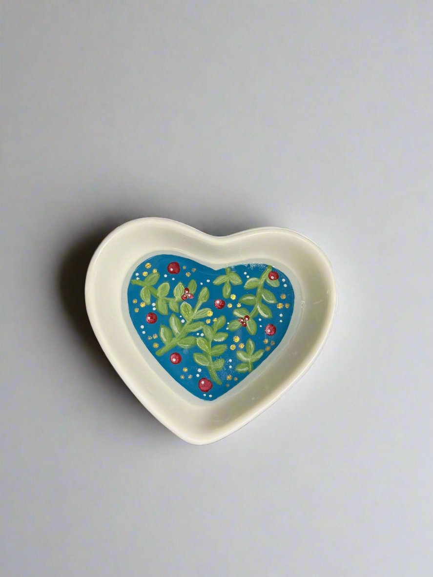 Winter Heart Shaped Trinket Tray